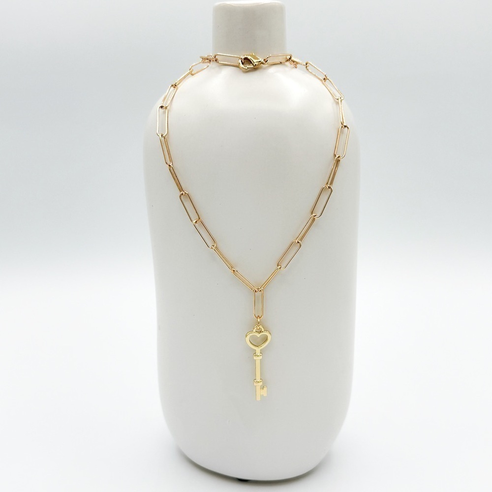 Gold filled paperclip chain and key